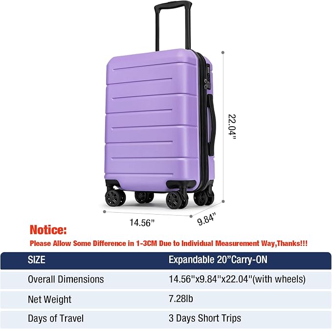 KYME Hardside Expandable Carry On Luggage 22x14x9 Airline Approved - Image 9