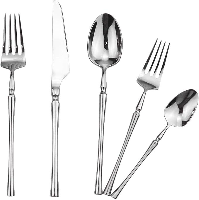 Gugrida 20 piece Silver Flatware Set 304 Stainless Steel Fork Spoon Cutlery - Image 5
