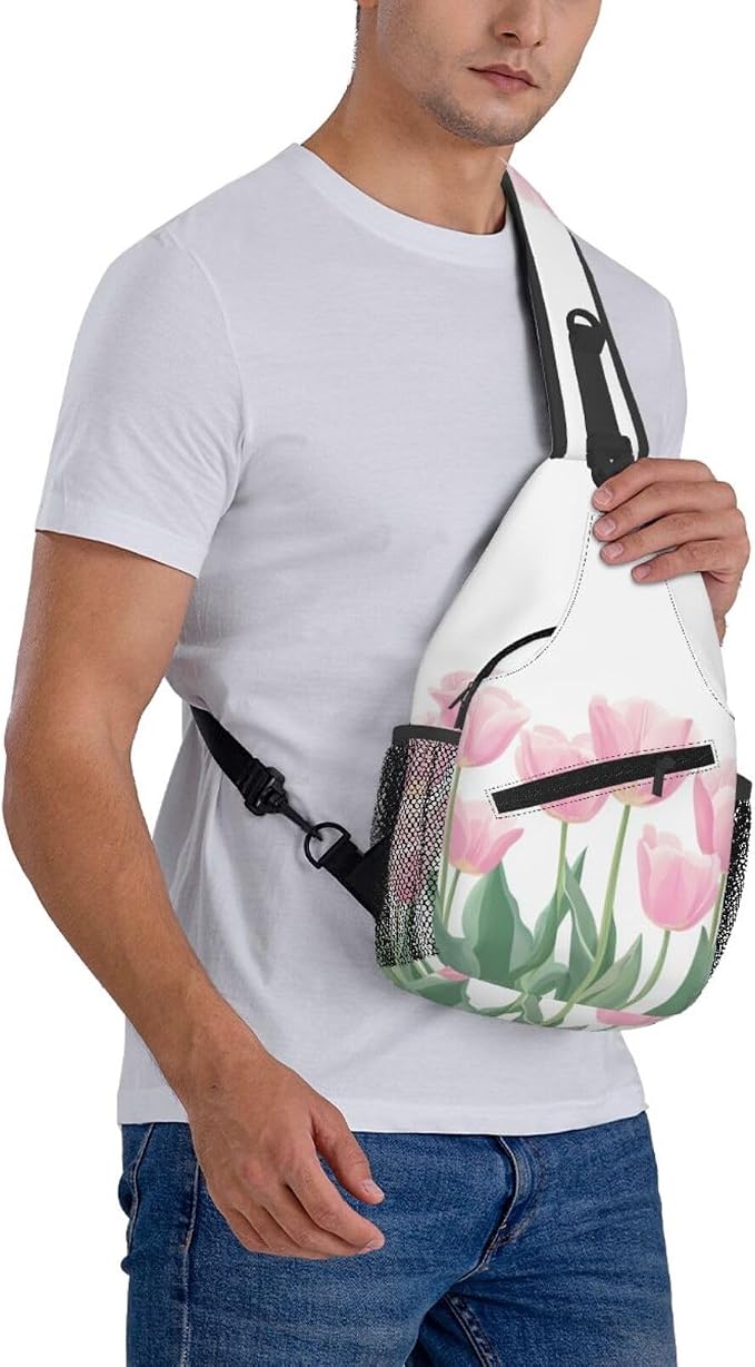 SUPLUCHOM Sling Bag Tulip Flower Hiking Daypack Crossbody Shoulder Backpack - Image 8