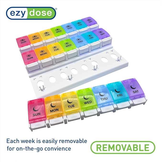 EZY DOSE Weekly Pill Case, Daily Medicine Planner, Vitamin Organizer Container - Image 4