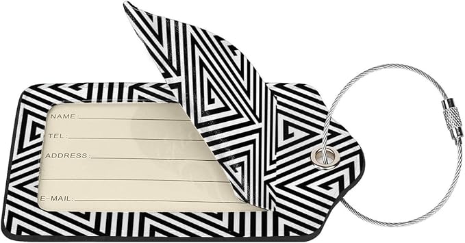 2 Pcs Black and White Abstract Patterns Luggage Tag - Image 3
