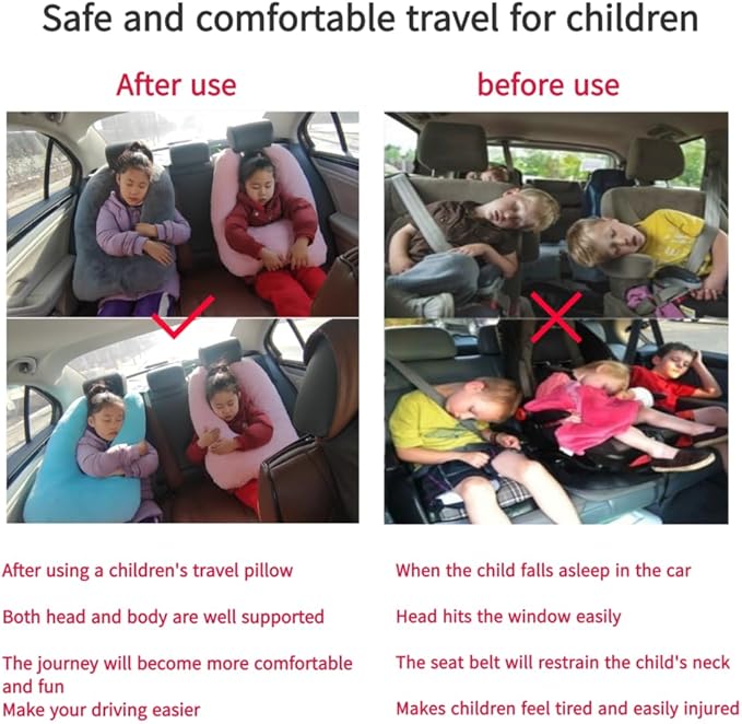 Travel Pillow Cushion for The Back Seat of Car Car Pillow for Kids A Sleeping - Image 2
