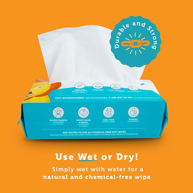 100% Pure Cotton Dry Wipes | 600 Count | Use Wet or Dry | Soft & Sensitive | - Image 2