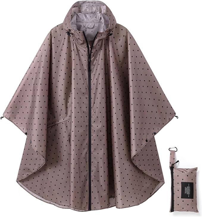 Rain Poncho Jacket Coat Hooded Zipper Style by salamra