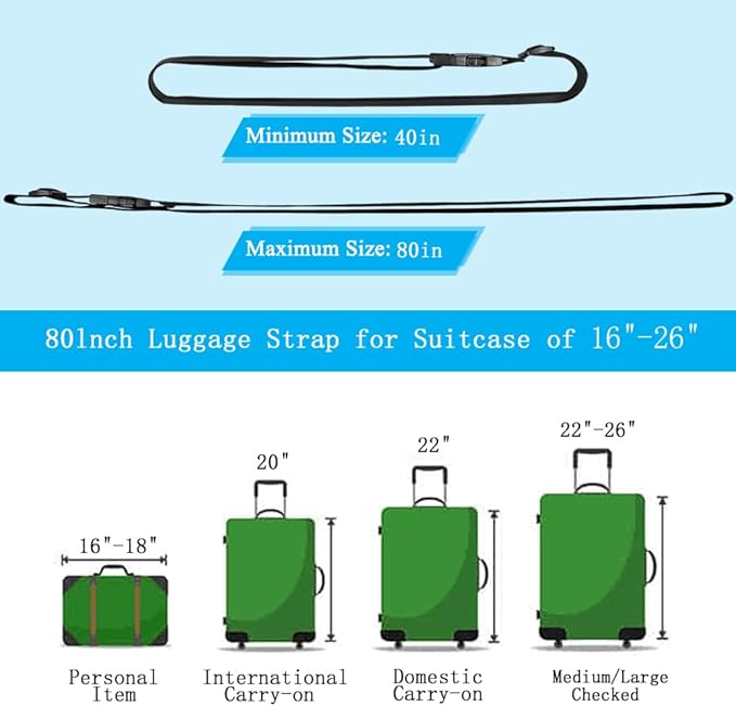4Pcs Luggage Straps for Suitcase Travel Accessories TSA Approved, 80In Long - Image 4