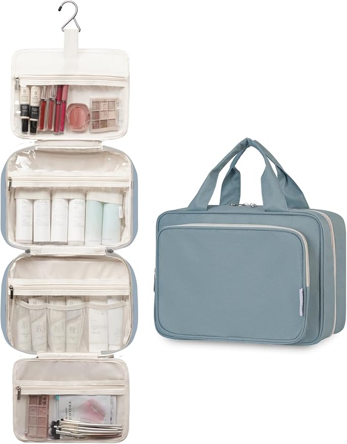 Travel Toiletry Bag for Women Large Hanging Makeup Bag Organizer Toiletries Bag - Image 4