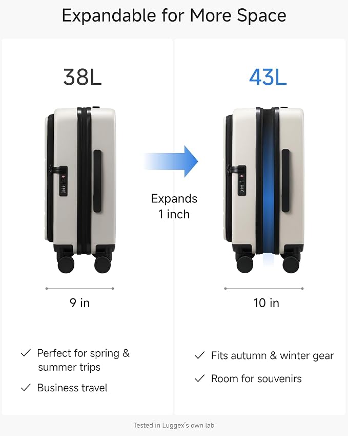 Carry On Luggage Top Opening, FLT Expandable Polycarbonate Hard Shell Suitcase - Image 5