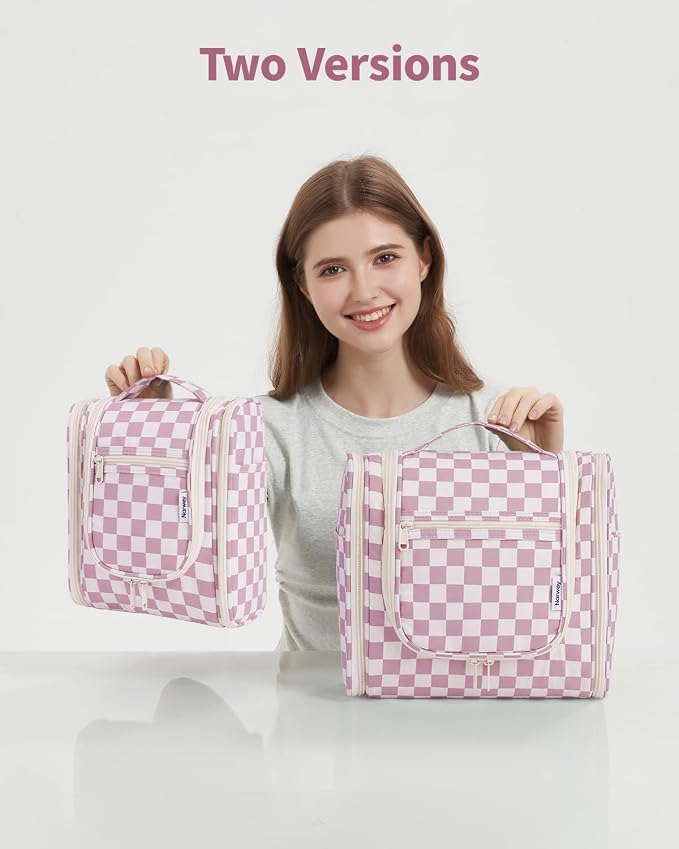 Narwey Small Checkered Hanging Travel Toiletry Bag - Image 9