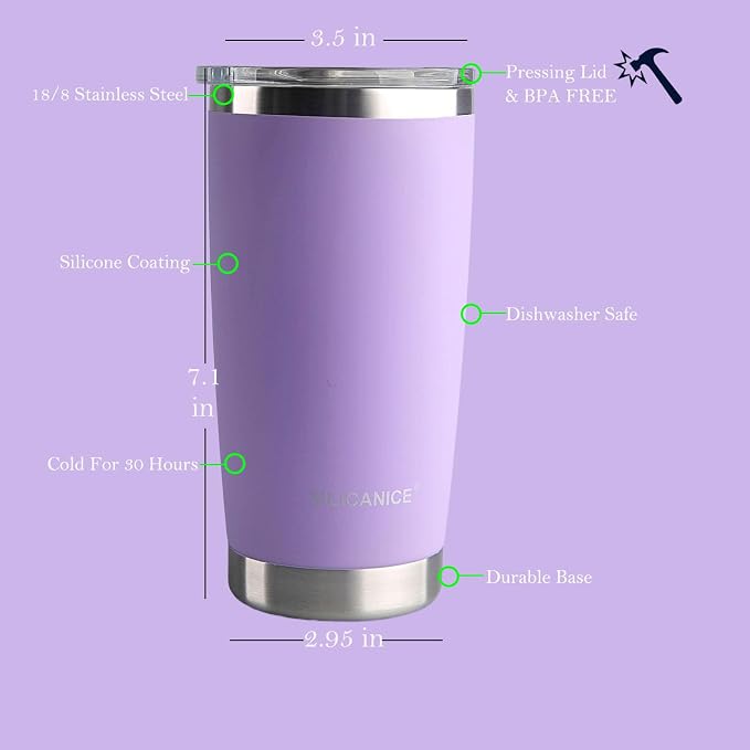 Purple Soft Touch Cup With Lid, 20 Oz Insulated Double Wall Tumbler | Metal - Image 5