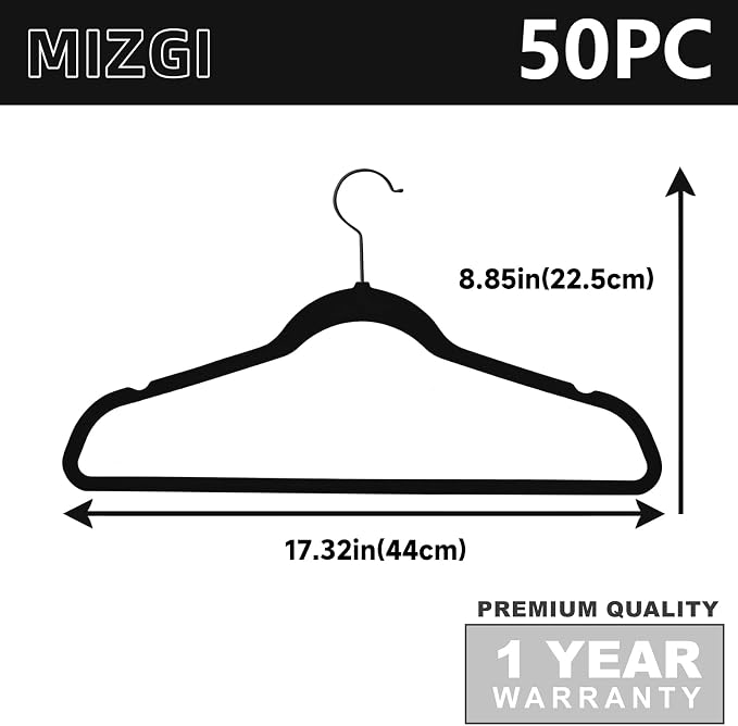 MIZGI Premium All Black Velvet Hangers - Image 6