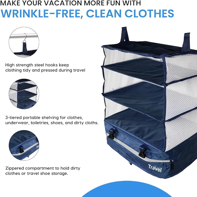 Grand Fusion Stow-N-Go Travel Luggage Organizer – Portable Hanging Travel - Image 7