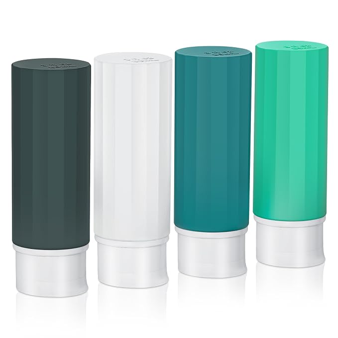 Travel Bottles - 4 Pack TSA Approved Leakproof Silicone Portable Refillable by Yolaist