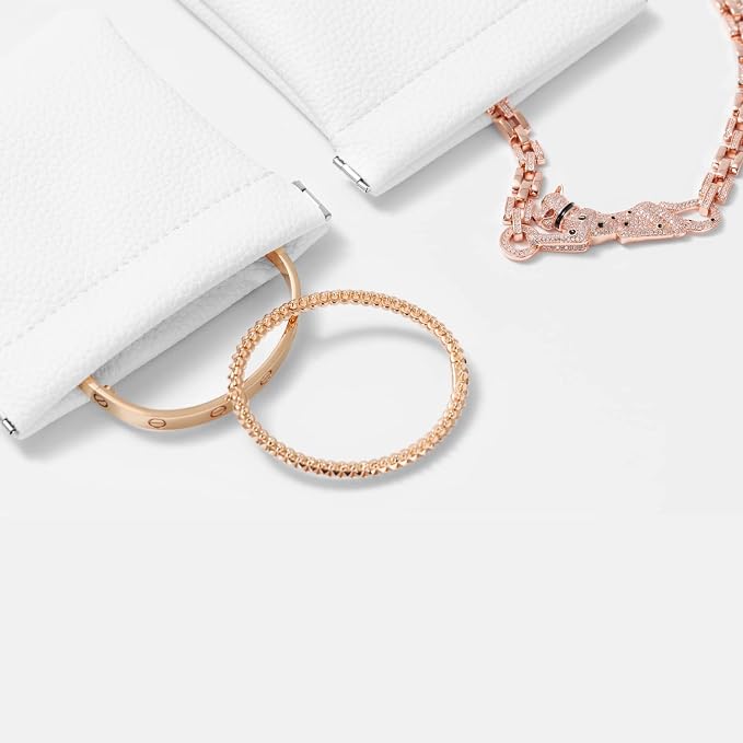 2 Pack PU Leather Slim Engagement Wedding Ring Pouch Leather Jewelry Pouch - Image 4