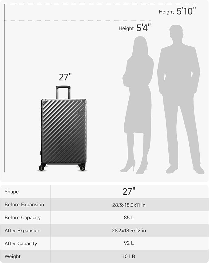 LUGGEX Luggage with Spinner Wheels, Polycarbonate Expandable Hard Shell Suitcase - Image 10
