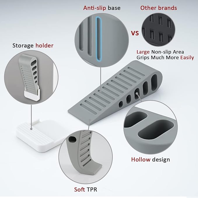 JQK Rubber Door Stopper Wedge, Wooden Floor, DSB61-GY-P2 - Image 5