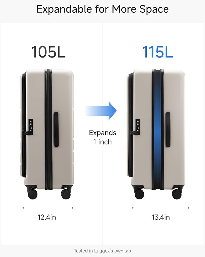LUGGEX Checked Suitcase Top Opening, FLT Expandable Polycarbonate Hard Shell - Image 5