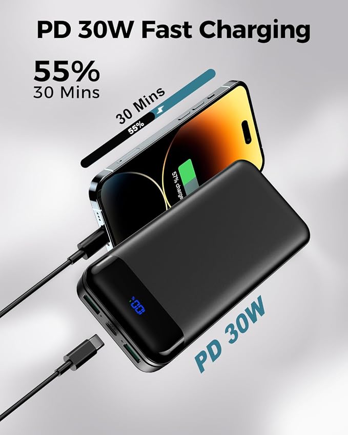 Portable Charger Power Bank 40000mAh Powerbank PD 30W and QC 4.0 Fast Charging - Image 2