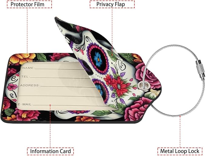 Skull Flower Diamond Art Luggage Tags - Image 2