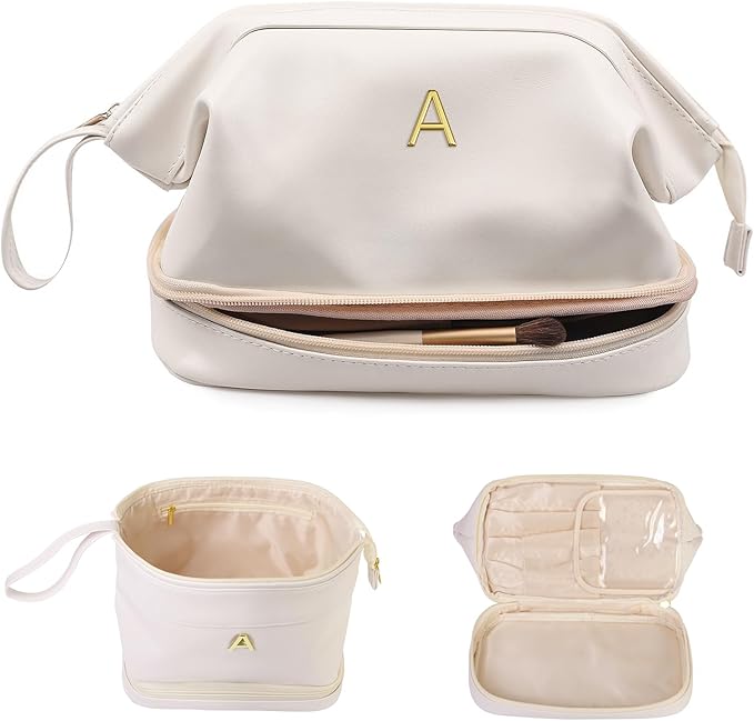 Women Gifts, Bridesmaid Gift, Initial Large Makeup Bag, Travel Essentials by Vogewood