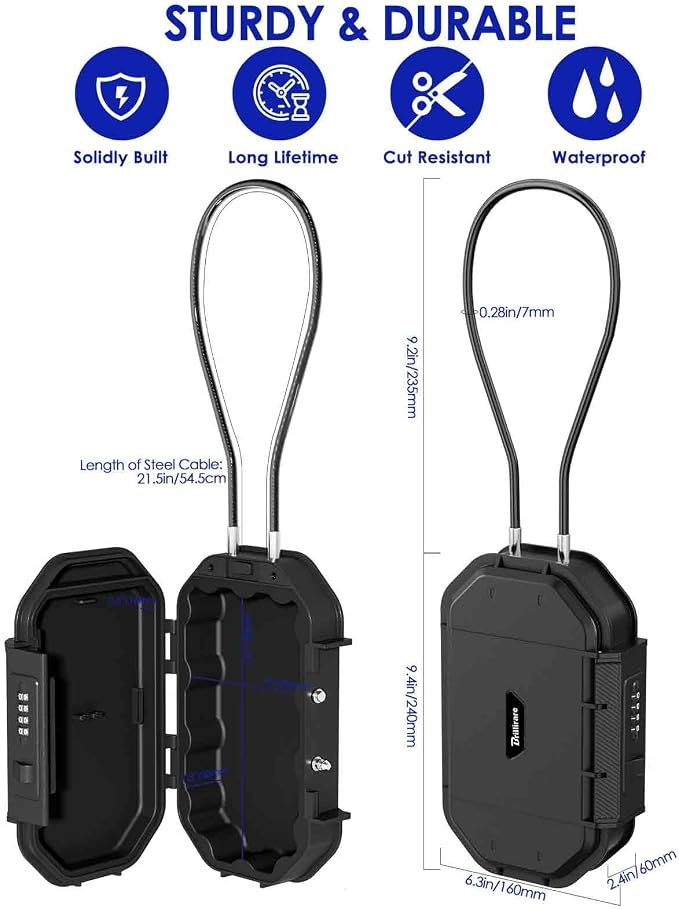 Waterproof Lock Box, Portable 4-Digit Combination Safe Boxes - Image 2