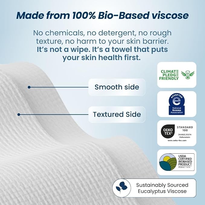 Clean Skin Club Clean Towels XL®, 100% USDA Biobased Face Towel, Disposable - Image 10