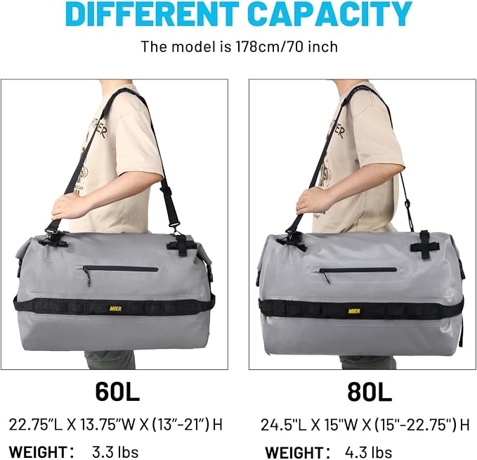 MIER Large Waterproof Duffel Bag Rolltop Dry Backpack Duffle Bags - Image 7