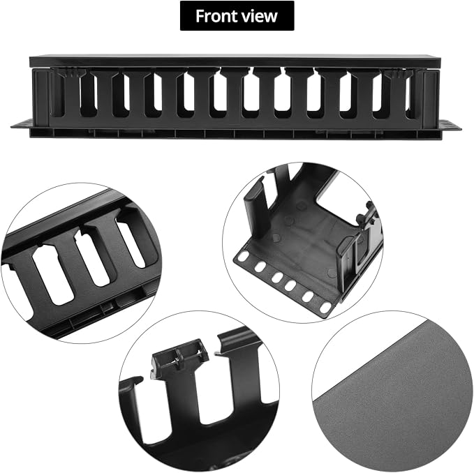QWORK 4 Pack 2U Horizontal Rack Mount Cable Management Organizer, 19x3.5x3.4 - Image 3