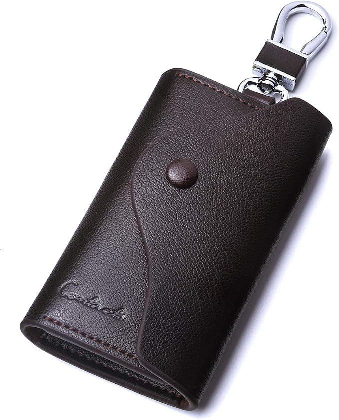 Contacts Car Key Case for Men and Women Small Leather Key Holder Key Cover - Image 8