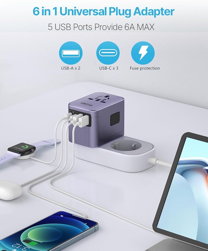 Universal Travel Adapter, VINTAR International Power Adapter - Image 4