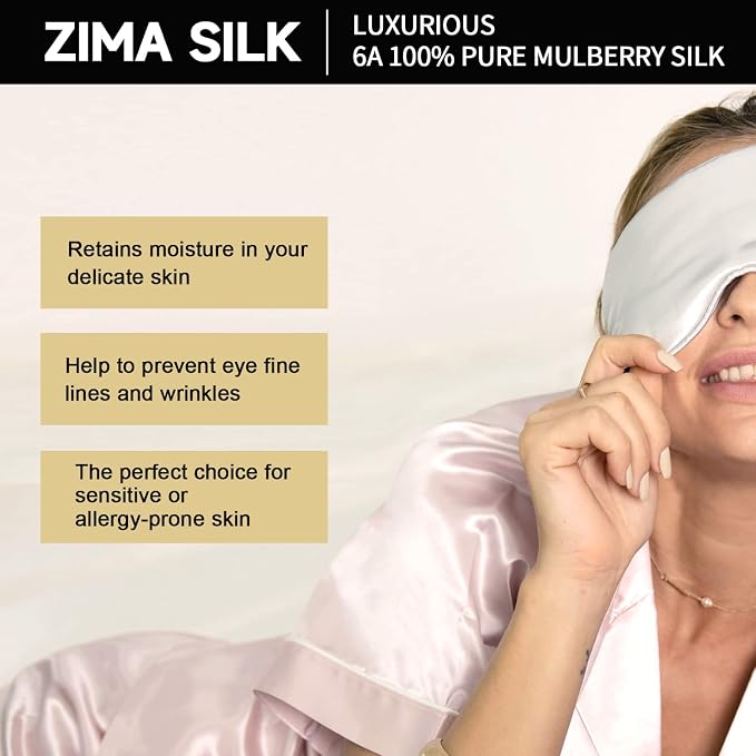 ZIMASILK Adjustable 22 Momme 100% Pure Mulberry Silk Sleep Mask, 3D Contoured - Image 4