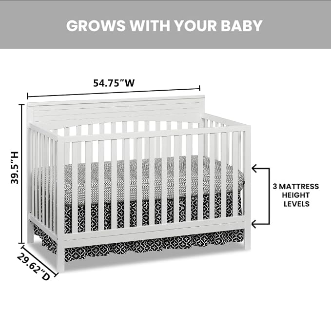 Oxford Baby Harper 4-in-1 Convertible Crib, Snow White - Image 4