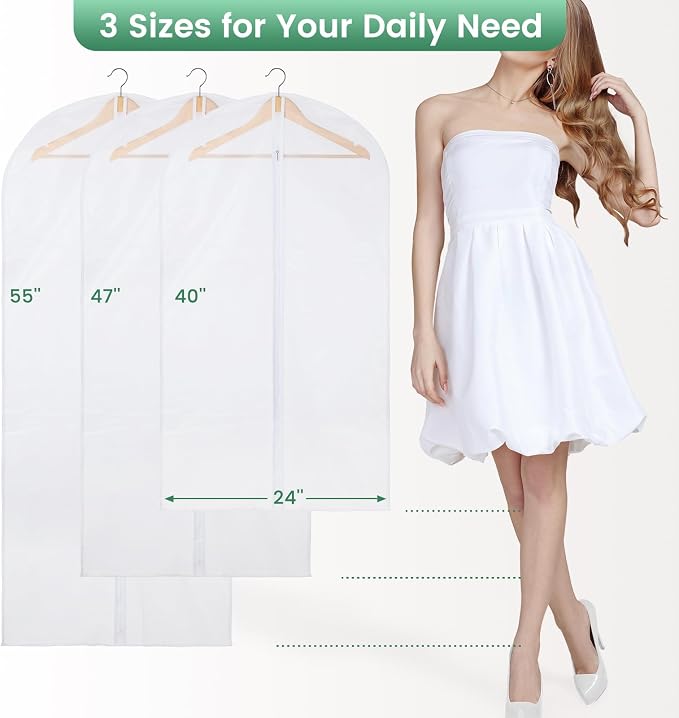 10 Pack Translucent Garment Bags - Image 2