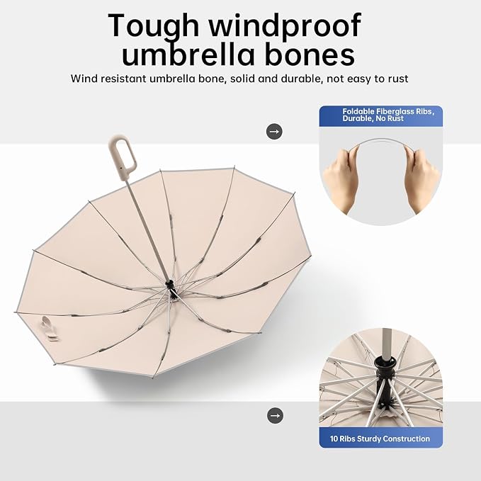 Portable Travel Umbrella, and windproof, reverse folding umbrella - Image 5