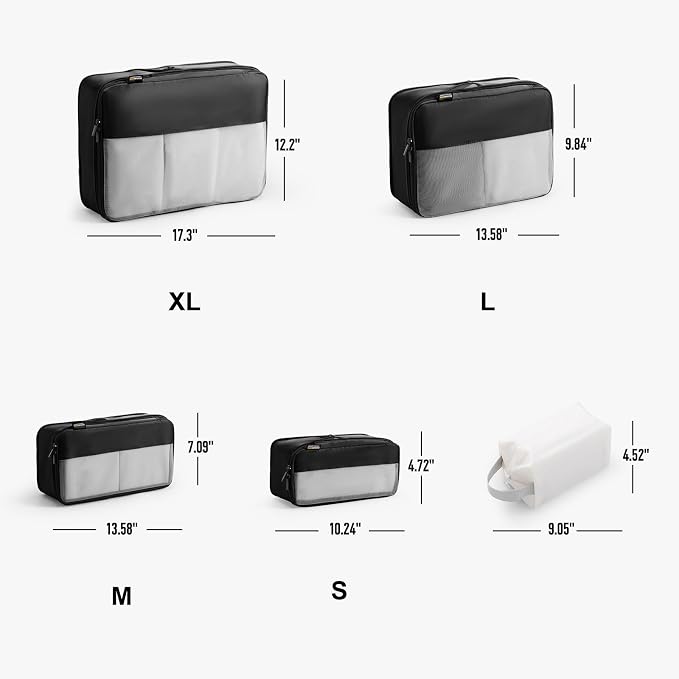 Compression Travel Packing Cubes, 6 Set Expandable Luggage Organizer Bags - Image 4