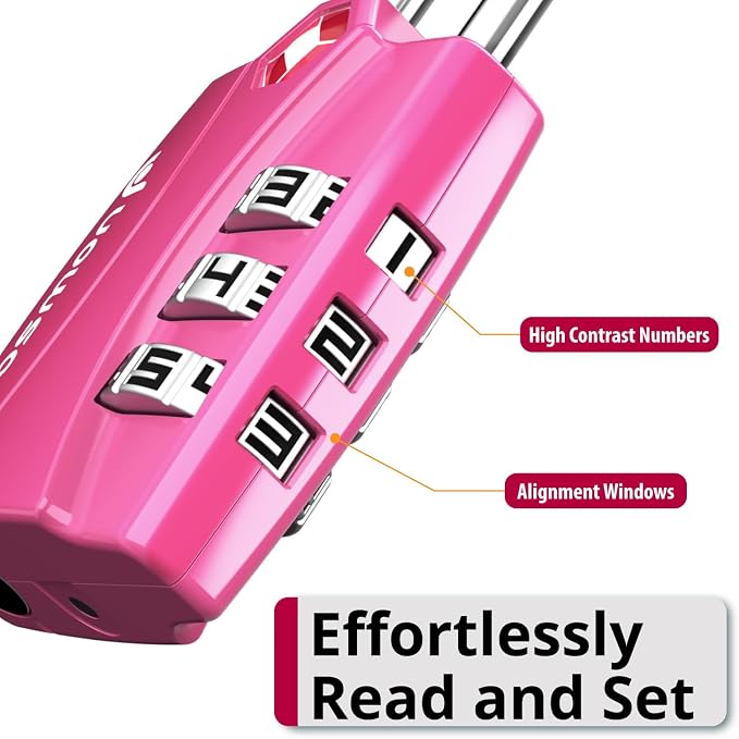 Fosmon TSA Approved Pink Locks for Luggage. Cute Locker Suitcase Lock - Image 5