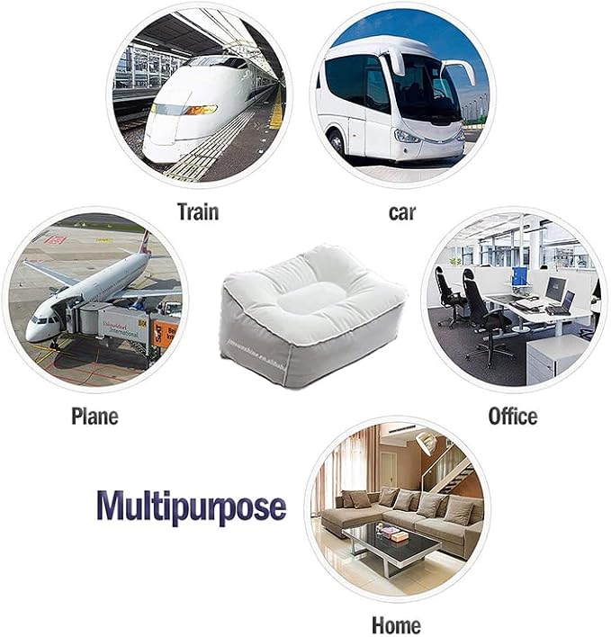 Inflatable Travel Foot Rest Pillow, Head Pad, Soft Flocking Pillow, Flights - Image 7