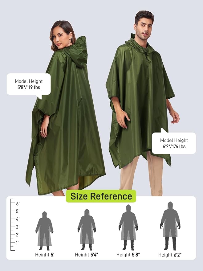 SaphiRose Hooded Rain Poncho Waterproof Raincoat Jacket - Image 2