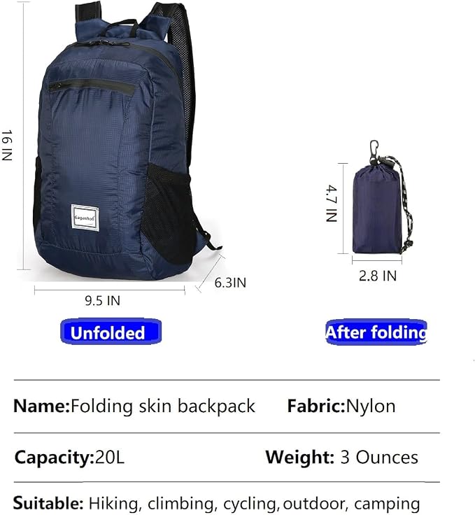 Small Foldable Hiking Daypack Packble Skin Casual Backpack Camping Cycling - Image 4