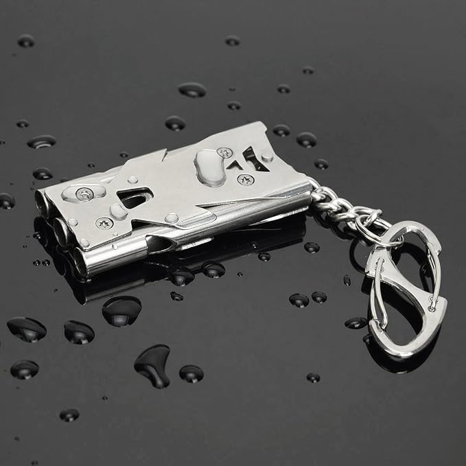 Whistle Emergency Whistles Keychain Rape Whistle Stainless Steel High Decibel - Image 2