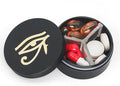 Small Pill Case 3 Compartments, Metal Round Portable Pill Box, Waterproof by LightOnIt