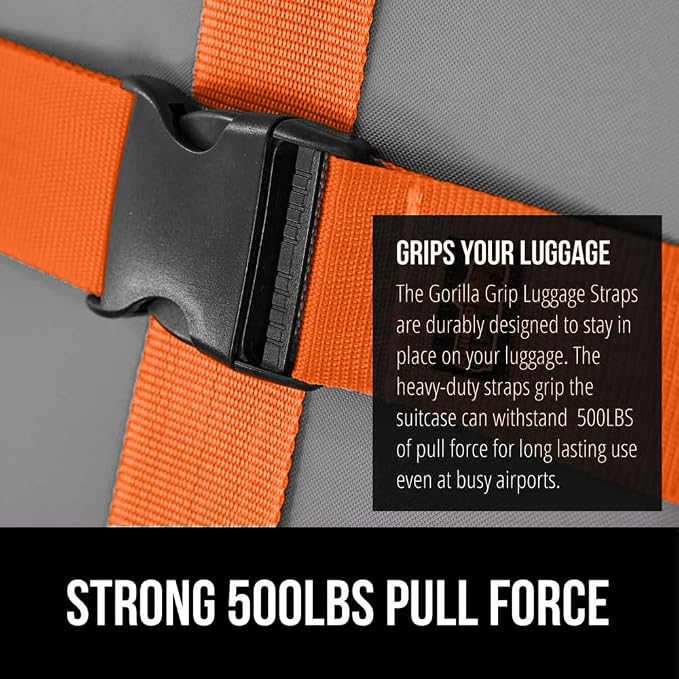 GORILLA GRIP Heavy Duty 8 Pack Adjustable Luggage Straps - Image 3