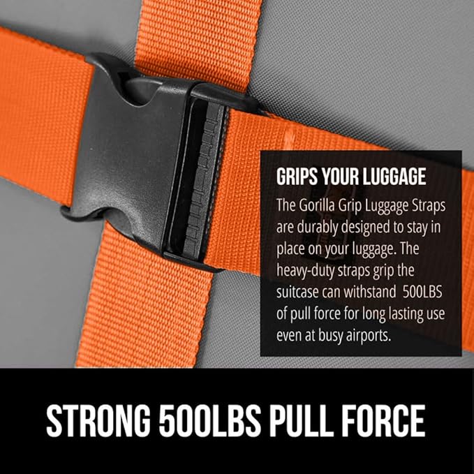 GORILLA GRIP Heavy Duty 4 Pack Adjustable Luggage Straps - Image 3