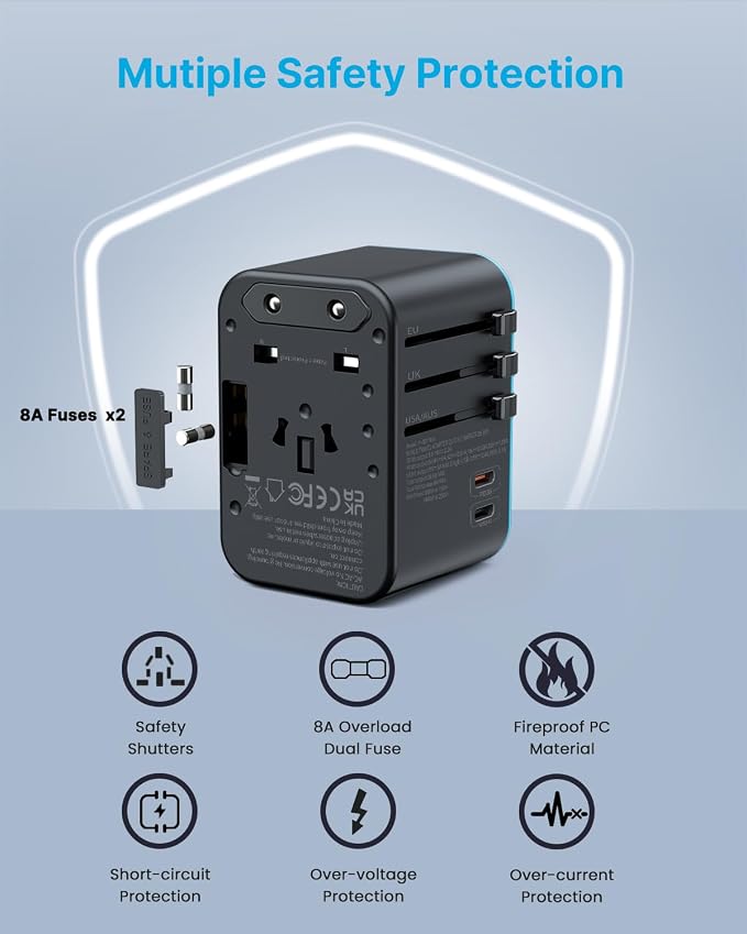 Universal Travel Adapter, VINTAR 35.5W International Power Adapter - Image 5