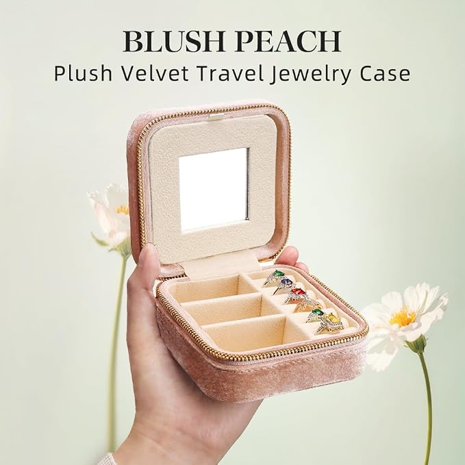 TAIMY Travel Jewelry Case, Small Plush Velvet Travel Jewelry organizer - Image 2