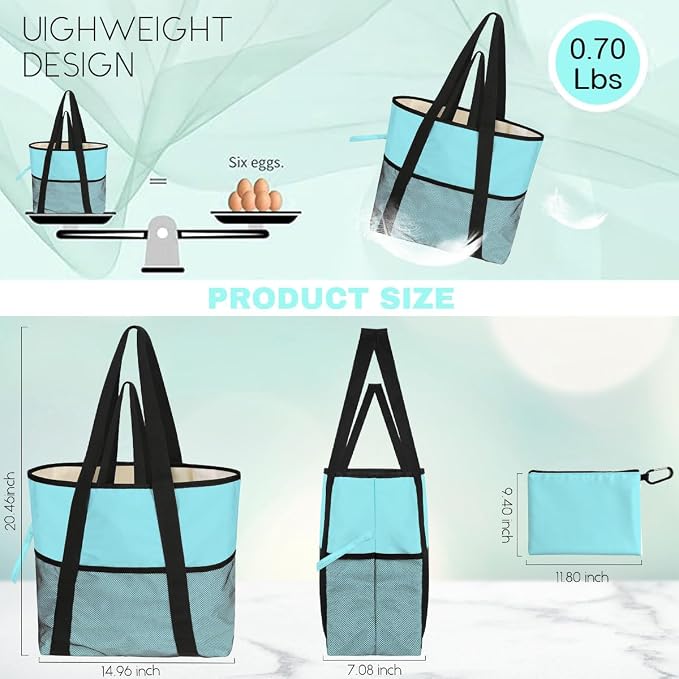 8-Pocket Waterproof Tote for Women -Sandproof Beach Bag - Image 4