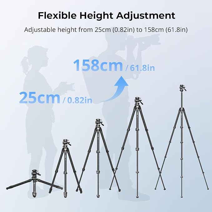 SmallRig Portable Carbon Fiber Travel Tripod Kit, 61.8'' Video Camera Tripod - Image 3