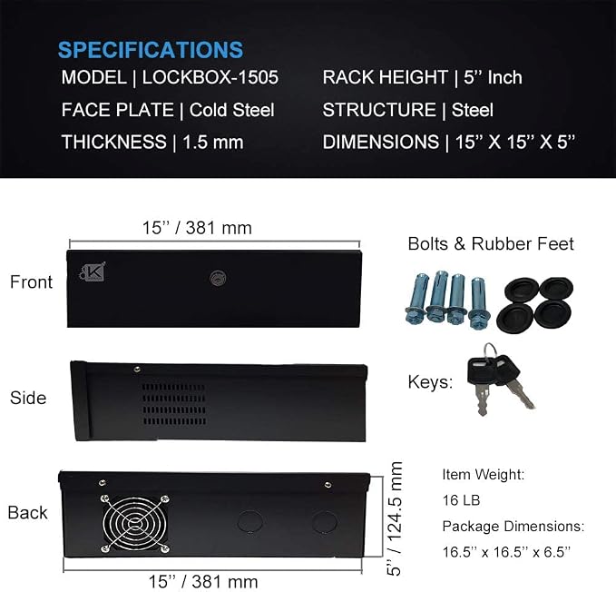 Kenuco White Heavy Duty 16 Gauge Steel DVR Security Lockbox - Image 8