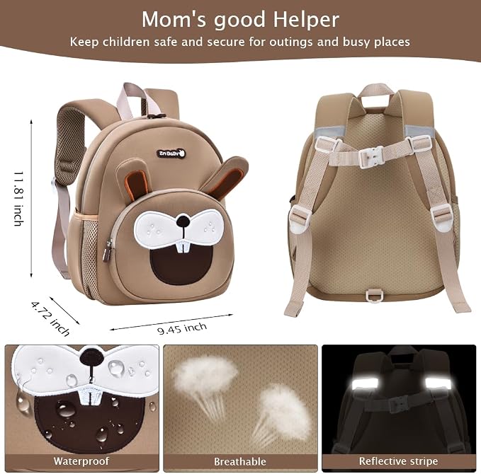 Padgene Toddler Backpacks Kids Preschool Backpack Waterproof Neoprene Animal - Image 5