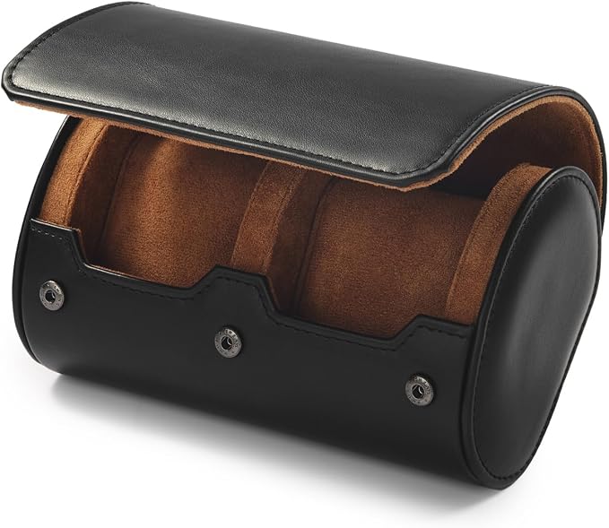Oirlv Premium Leather Watch Roll Travel Case 2-Slot Watch Box - Image 7