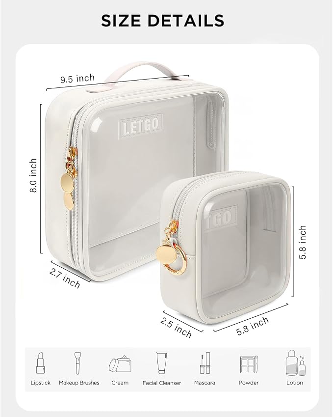 Travel Toiletry Bag, 2 Pack Clear Makeup Bags - Image 2